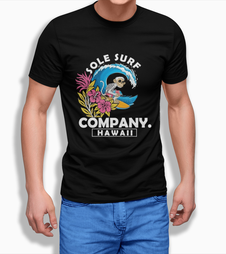 Sole Surf Company Hawaii Monkey Wave Flower Surfing T-Shirt