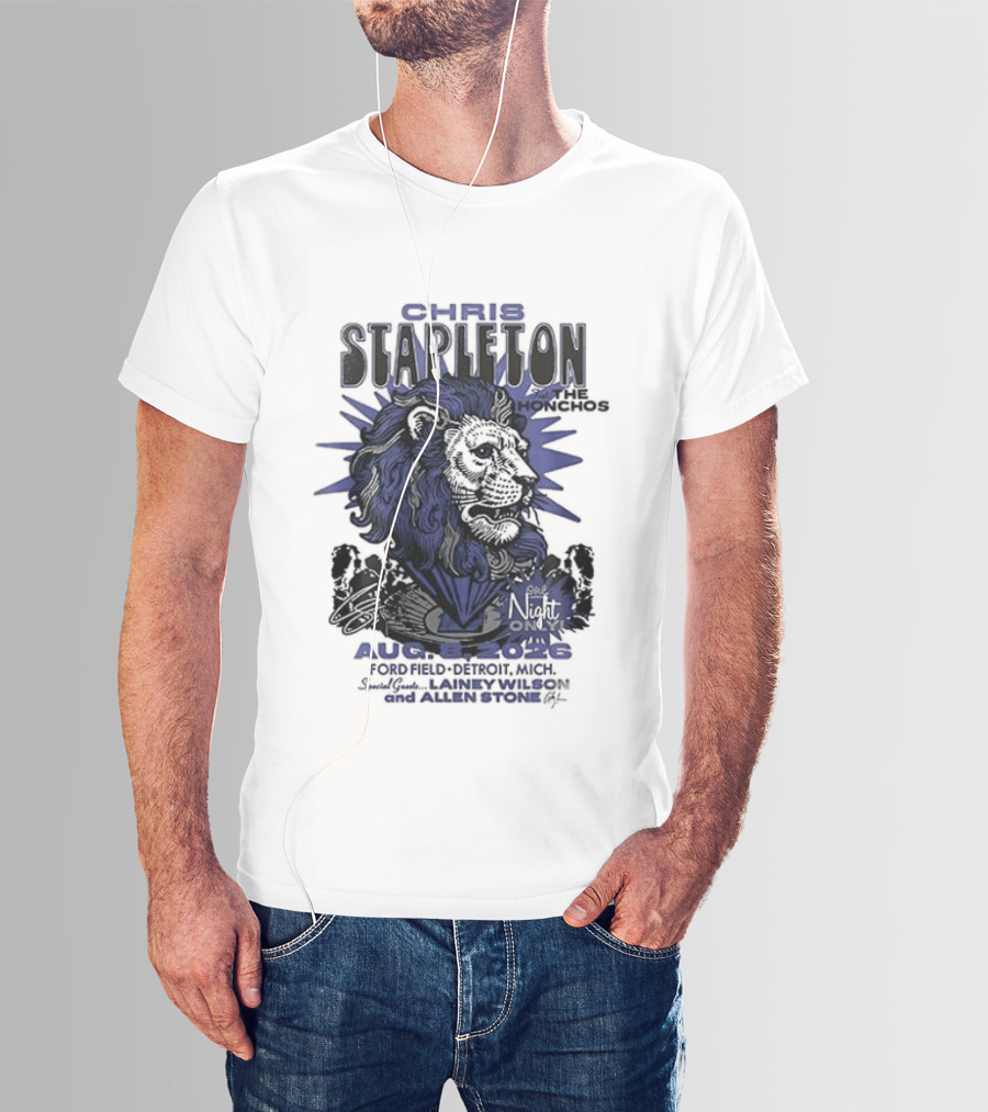 Chris Stapleton Detroit Lions August 2023 Ft The Honchos One Night Only T-Shirt