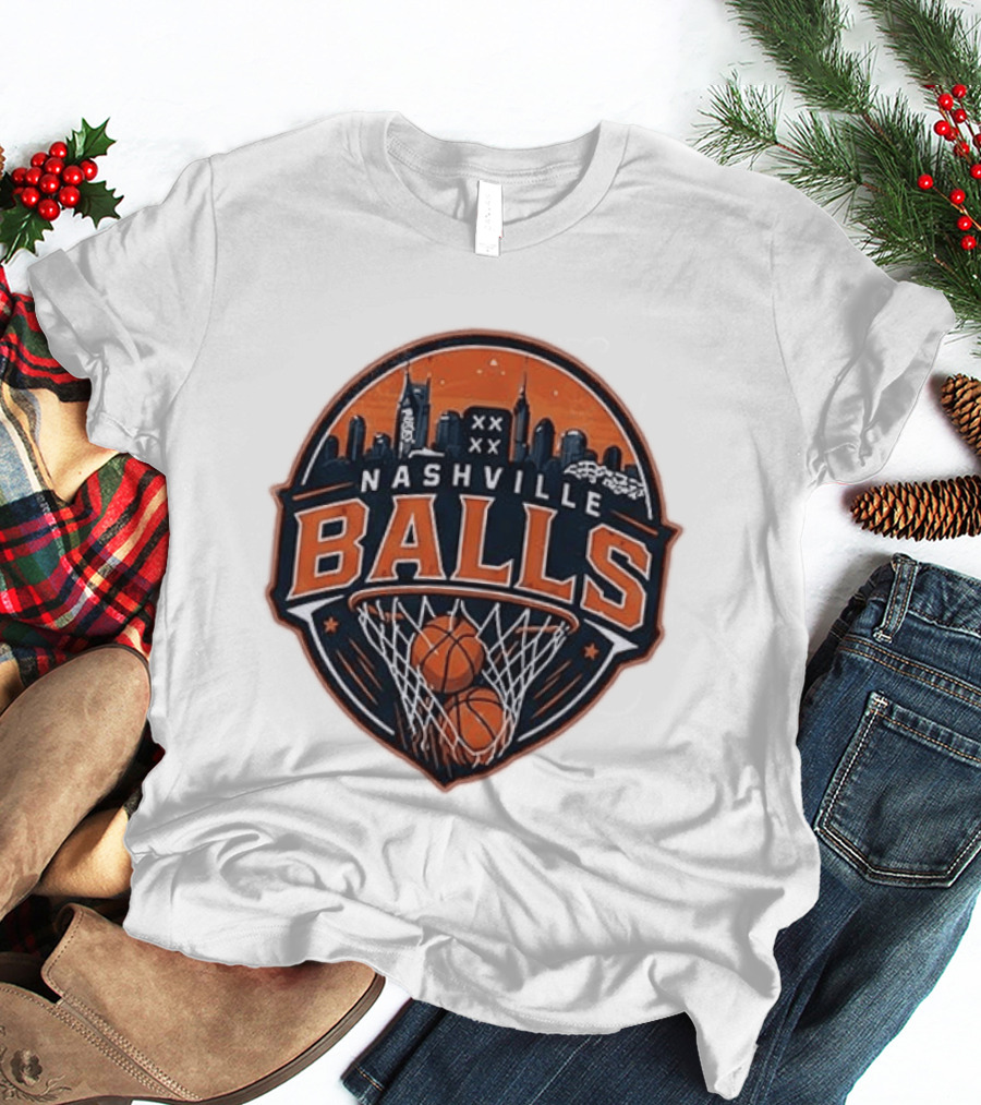Nashville Balls Basketball Skyline Orange And Black T-Shirt