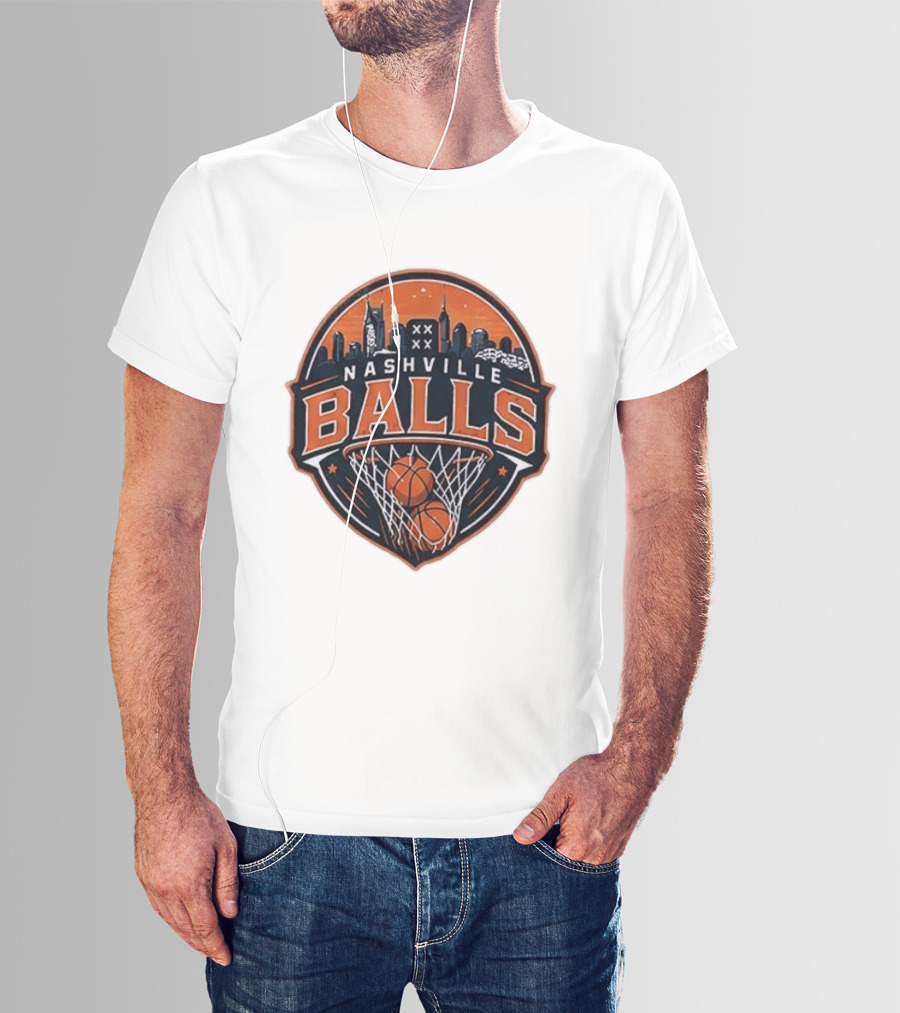 Nashville Balls Basketball Skyline Orange And Black T-Shirt