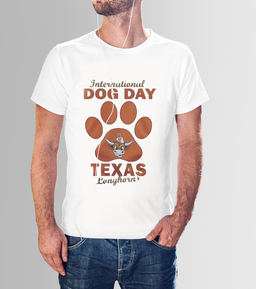 International Dog Day Texas Longhorns Paw Print T-Shirt