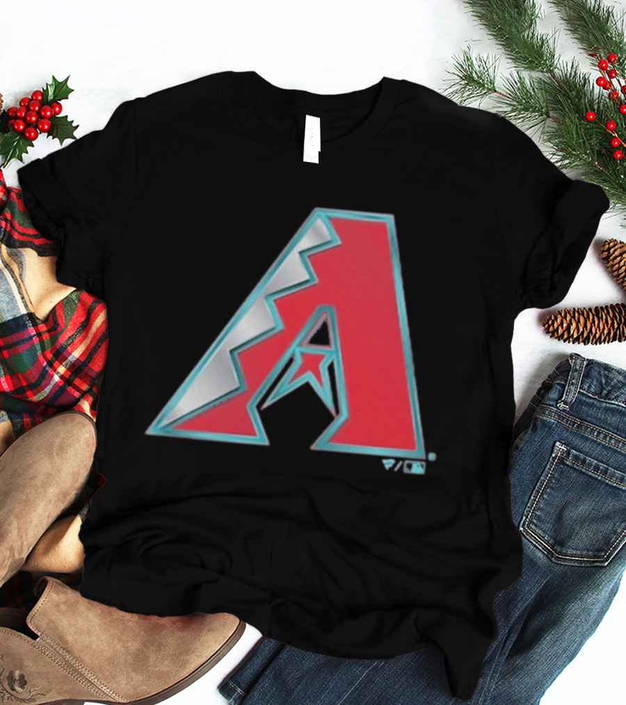 Arizona Diamondbacks Women's Metallic A Logo Red And Silver T-Shirt