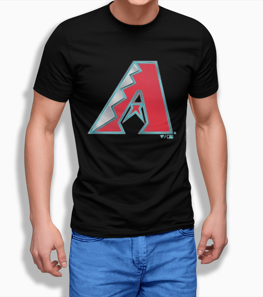 Arizona Diamondbacks Women's Metallic A Logo Red And Silver T-Shirt