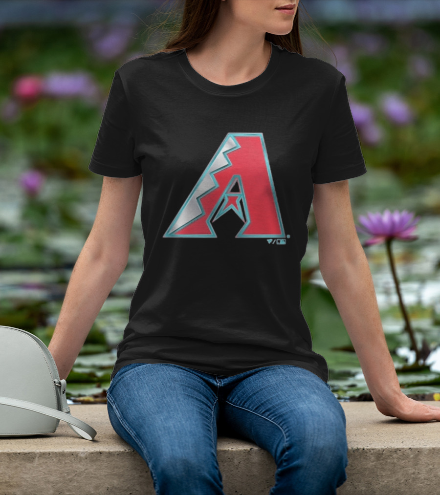 Arizona Diamondbacks Women's Metallic A Logo Red And Silver T-Shirt