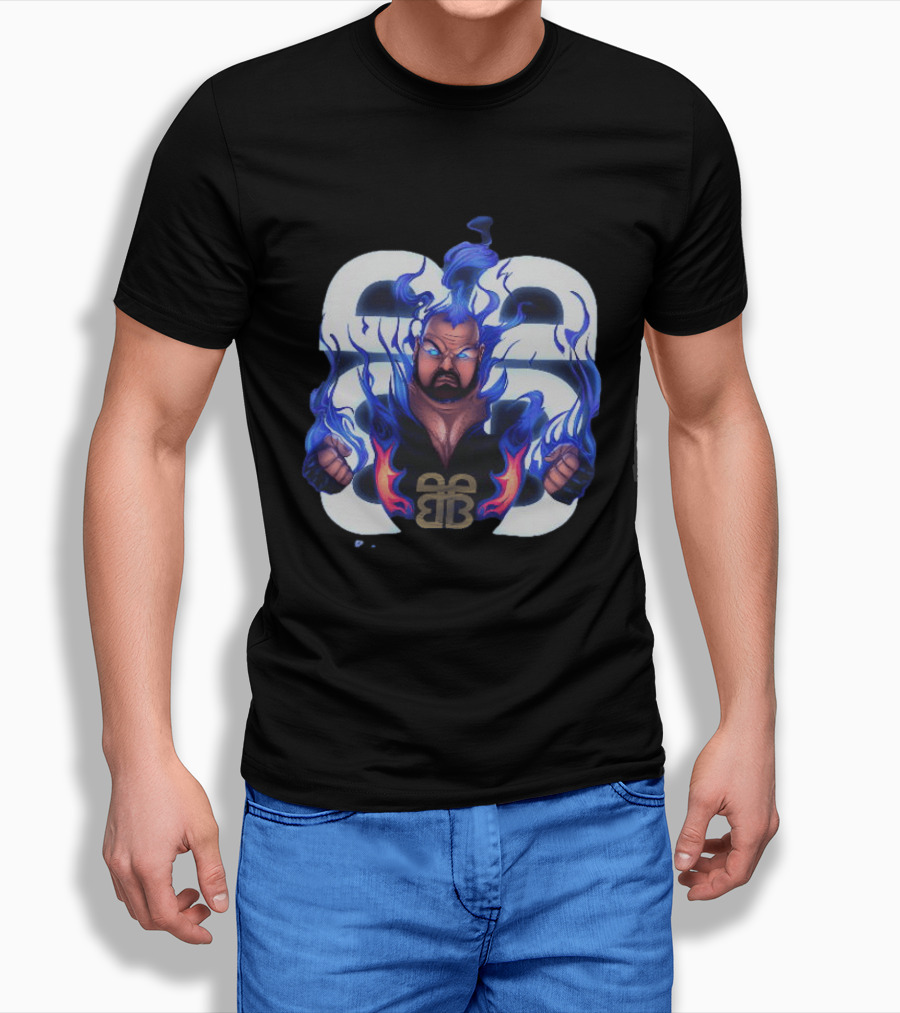 Bam Bam Bigelow WWE Flames New Jersey Devils Pro Wrestling T-Shirt