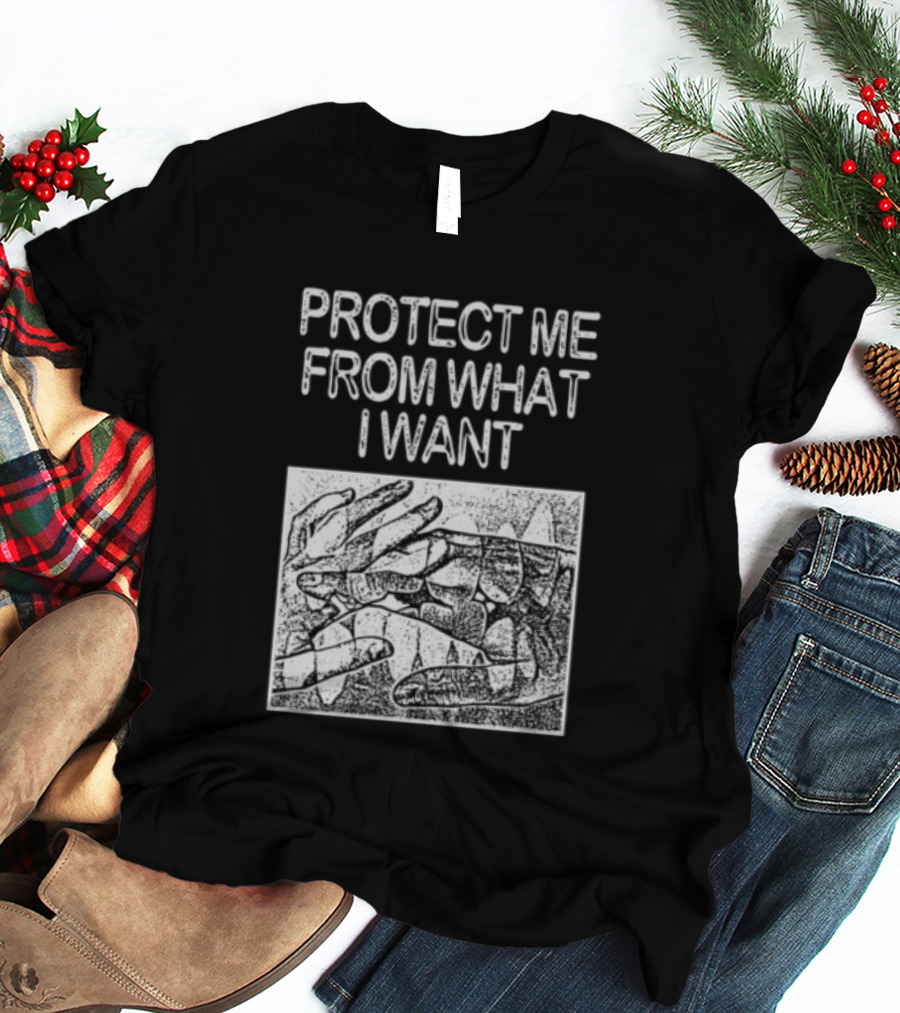 Protect Me From What I Want Get A Real Job Kid Store Black T-Shirt