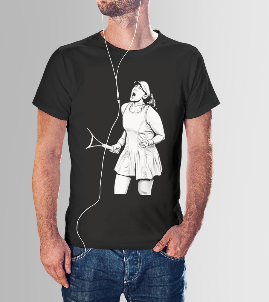 Tennis Player Celebrating Victory Power Grit Determination Black T-Shirt