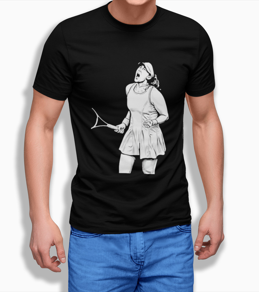 Tennis Player Celebrating Victory Power Grit Determination Black T-Shirt