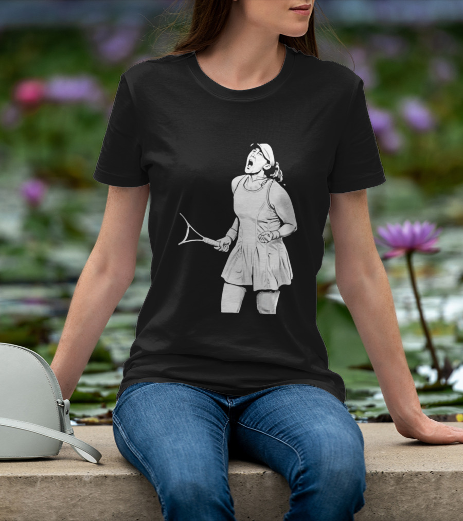 Tennis Player Celebrating Victory Power Grit Determination Black T-Shirt
