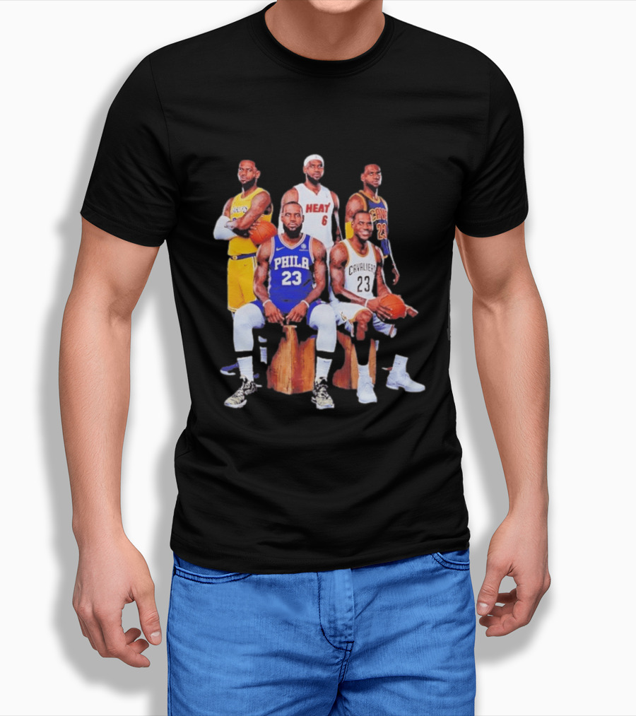 Lebron James 76ers Lakers Heat Cavaliers Basketball Player Iconic Jerseys 2026 T-Shirt