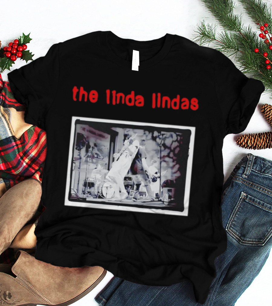 The Linda Lindas Live Performance Punk Rock Black And White Stage Scene T-Shirt