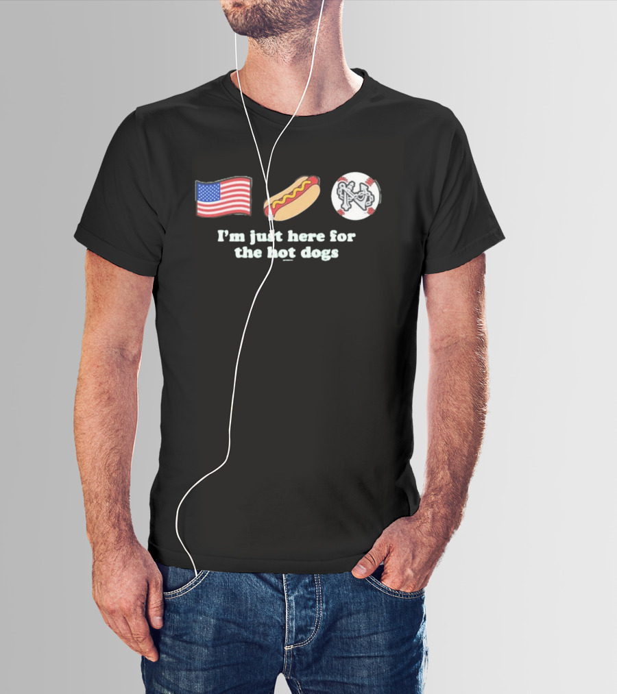 Norfolk Tides American Flag Baseball I'm Just Here For The Hot Dogs T-Shirt
