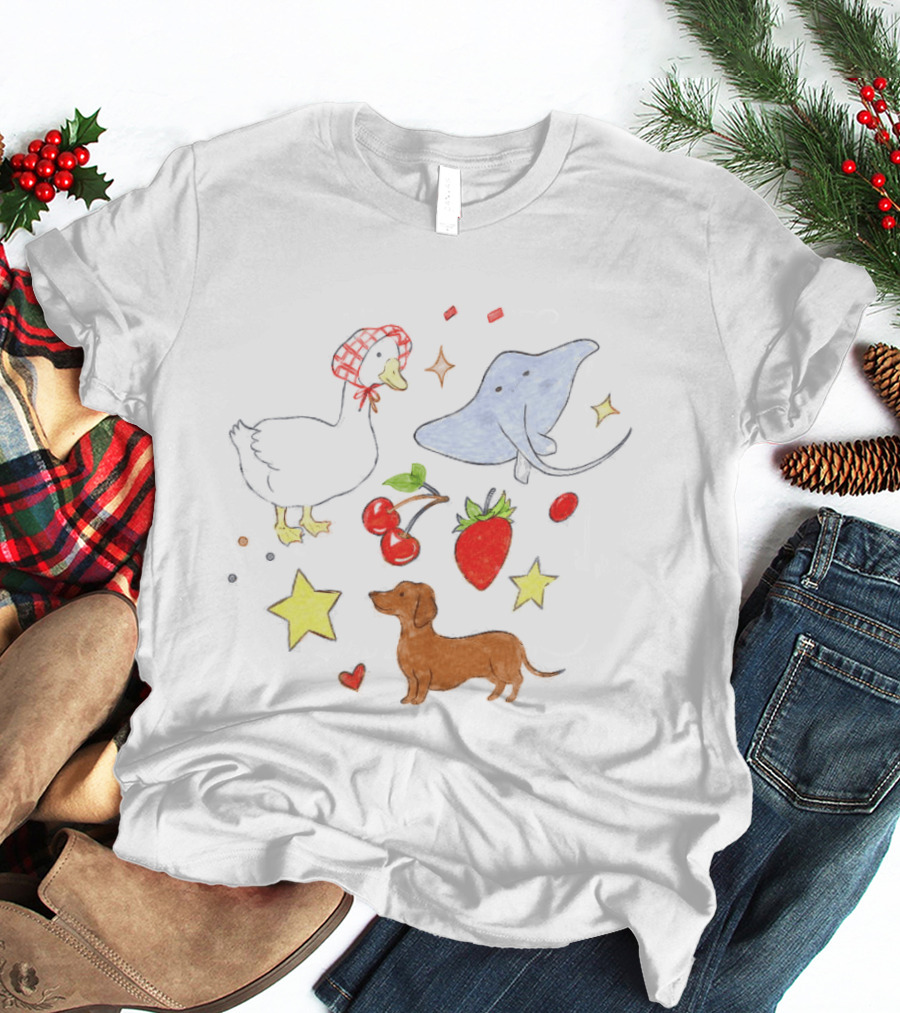 Goose Stingray Strawberry Cherry Dachshund Stars Nature T-Shirt