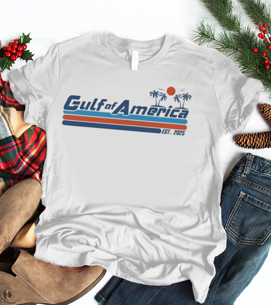 Gulf Of America Est 2025 Palm Trees Sunset Tropical T-Shirt