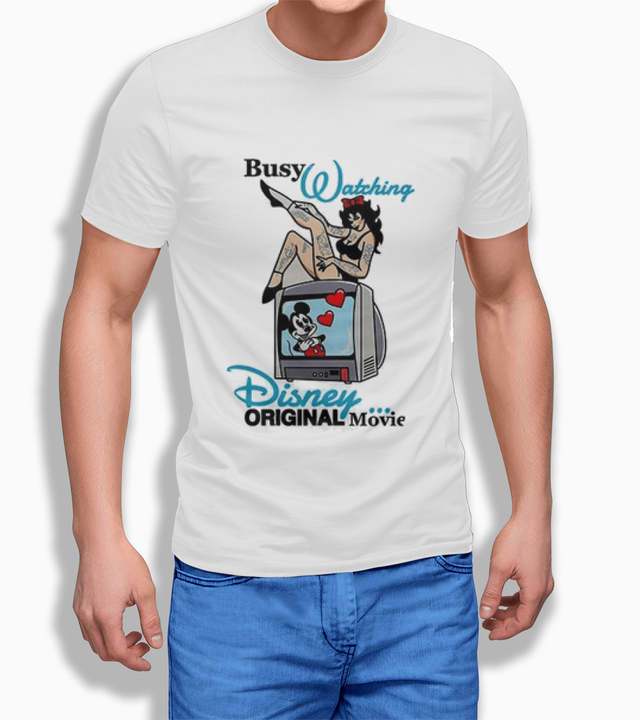 Busy Ing Disney Original Movie Retro Style With Mickey TV And Pin Up T-Shirt