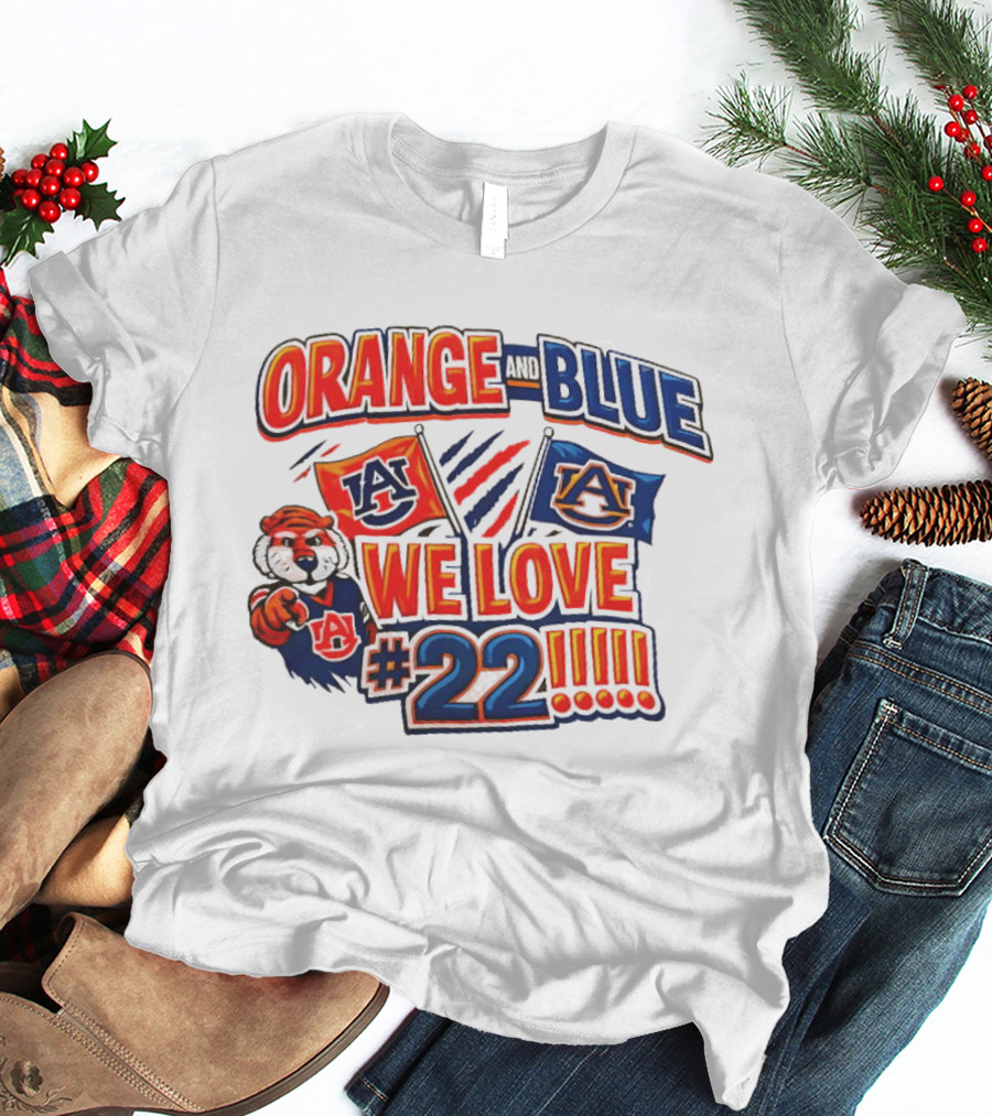 Auburn Tigers Orange And Blue We Love #22 Paws Up Enthusiasts T-Shirt