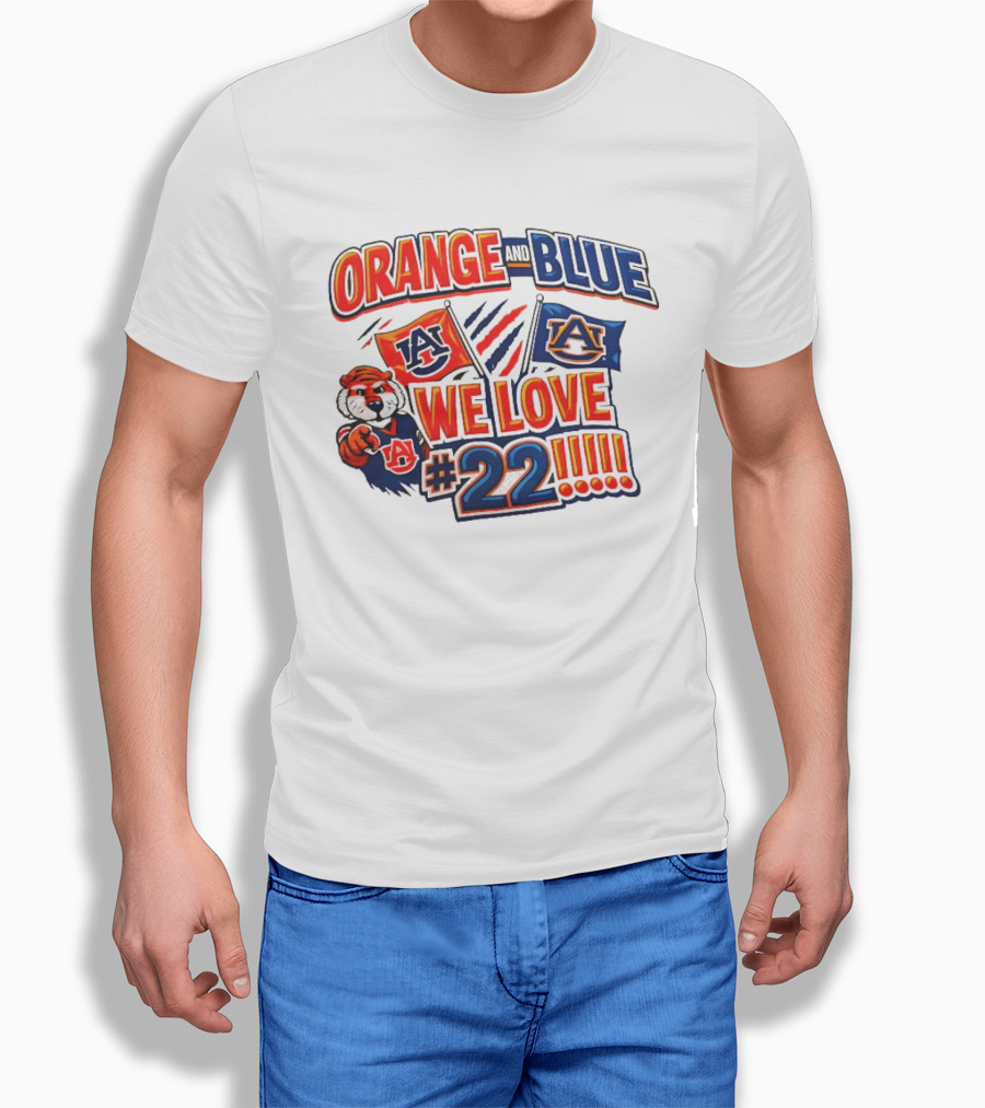 Auburn Tigers Orange And Blue We Love #22 Paws Up Enthusiasts T-Shirt