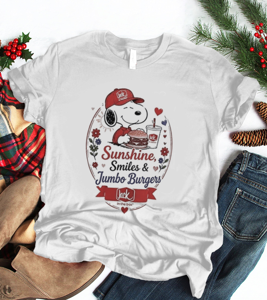 Peanuts Snoopy Sunshine Smiles Jumbo Burgers Collaboration With Jack In The Box T-Shirt