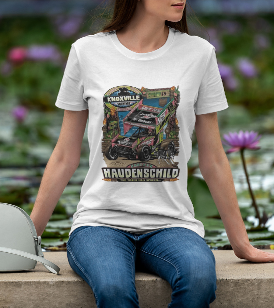 Sheldon Haudenschild Knoxville Survival Outrace Tribe 18 The Track Has Spoken NOS Energy Sprint Car Racing T-Shirt