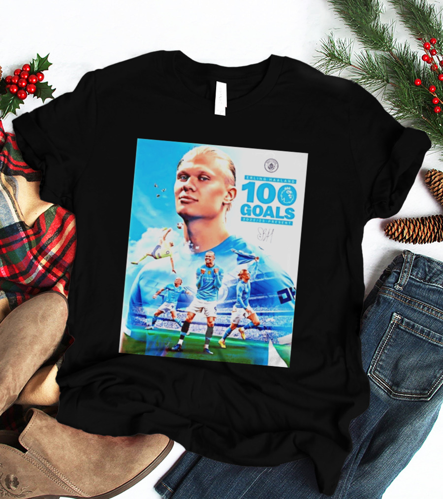Erling Haaland 100 Goals Premier League 2022 2023 Present T-Shirt