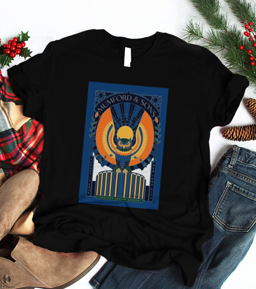Mumford & Sons New York City August 12 2026 Madison Square Garden Owl T-Shirt