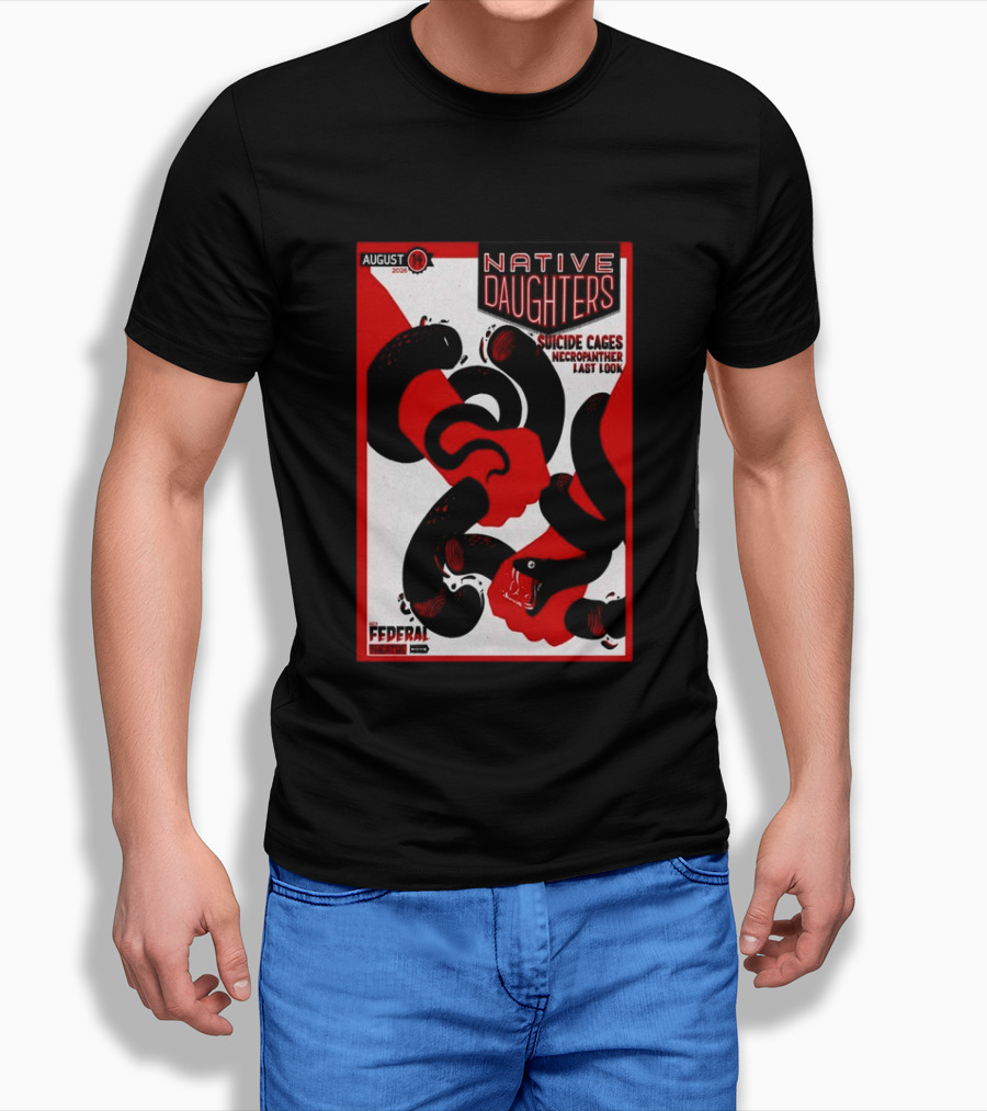 August 14 2026 Native Daughters Suicide Cages Necropanther Last Look Denver CO Federal Theater T-Shirt