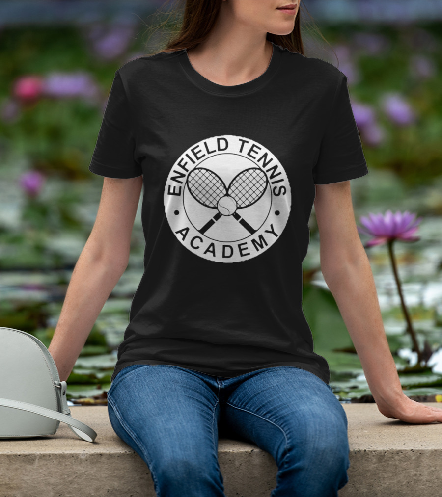 Enfield Tennis Academy Sports Club Circle Badge With Crossed Racquets T-Shirt