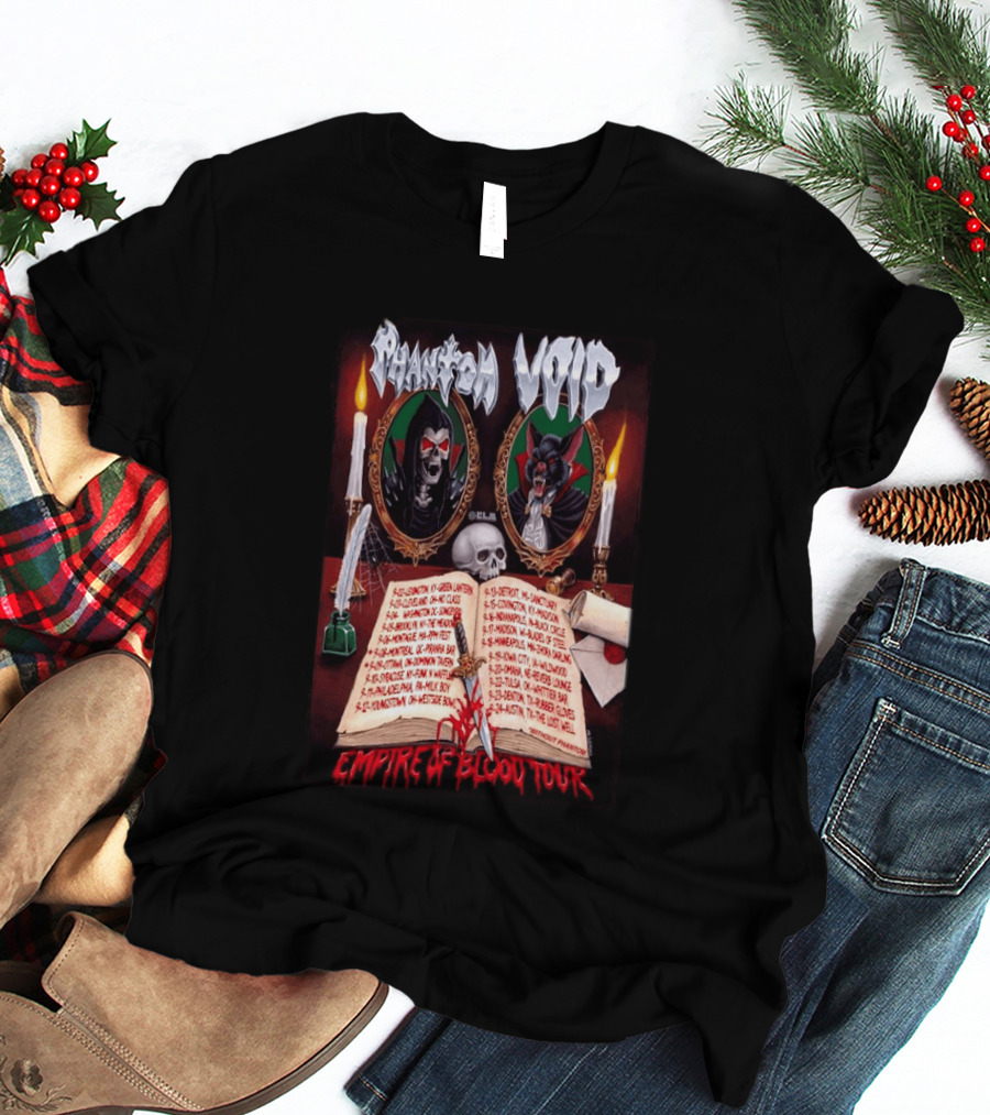 Phantom VOID 2026 Empire Of Blood Tour Dates And Locations Featuring Vampire Imagery And Candles T-Shirt
