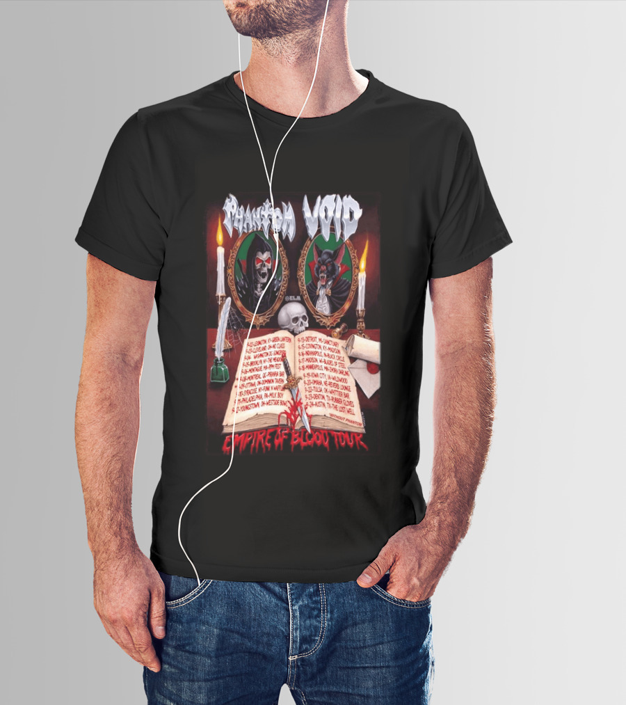 Phantom VOID 2026 Empire Of Blood Tour Dates And Locations Featuring Vampire Imagery And Candles T-Shirt