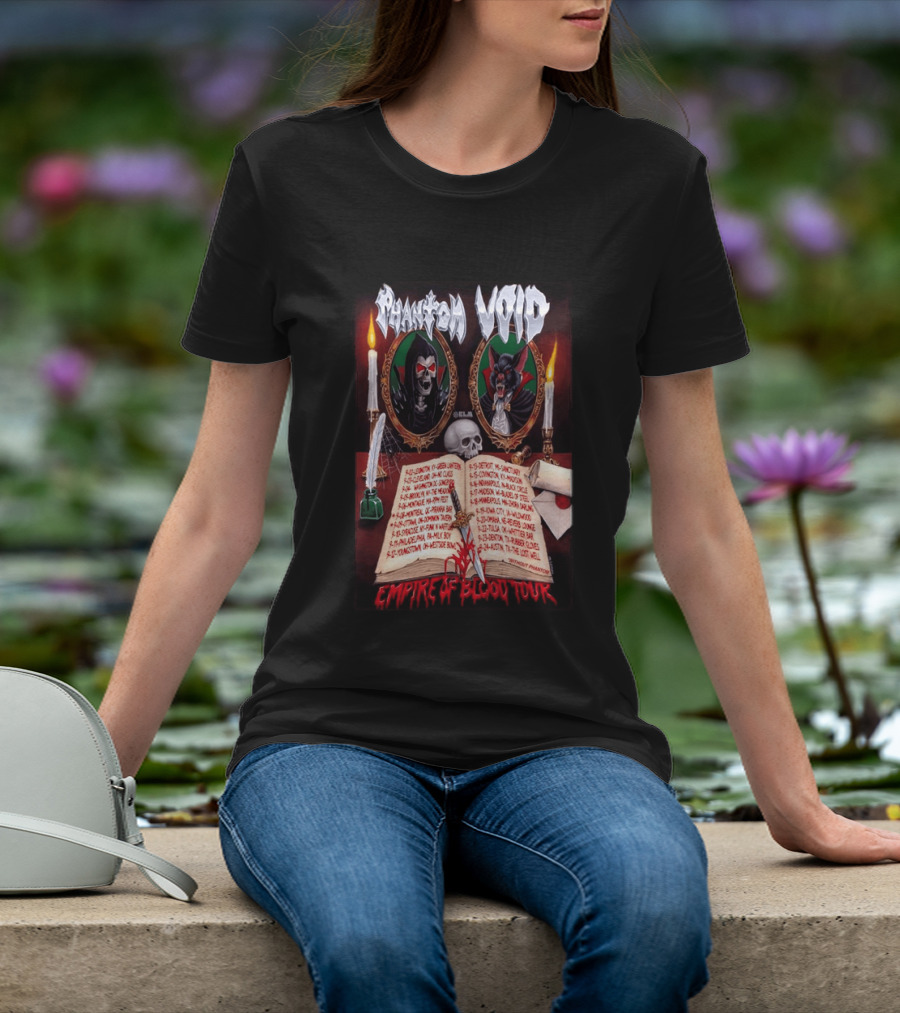 Phantom VOID 2026 Empire Of Blood Tour Dates And Locations Featuring Vampire Imagery And Candles T-Shirt