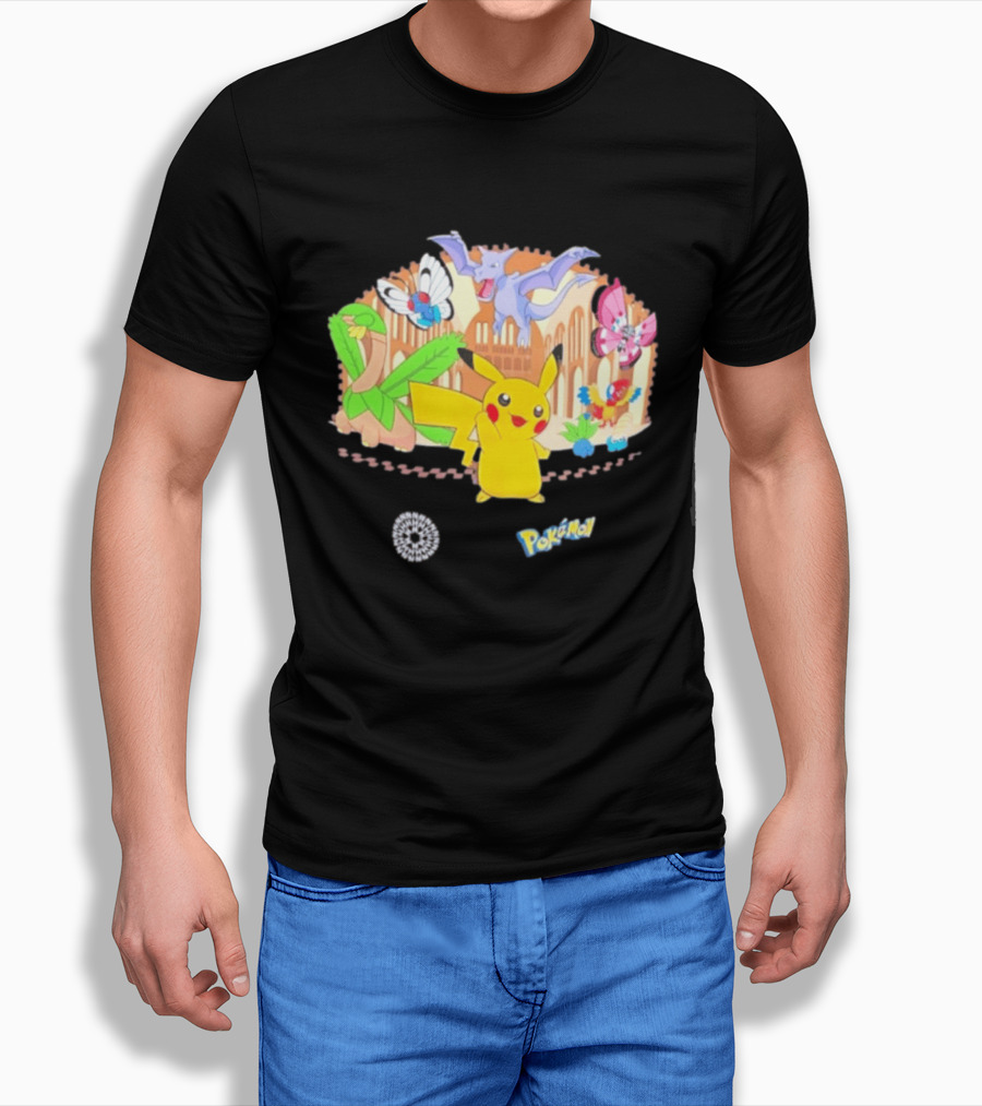 Pokecology Pikachu Aerodactyl Butterfree Vivillon Lileep Natural History Museum Collaboration T-Shirt