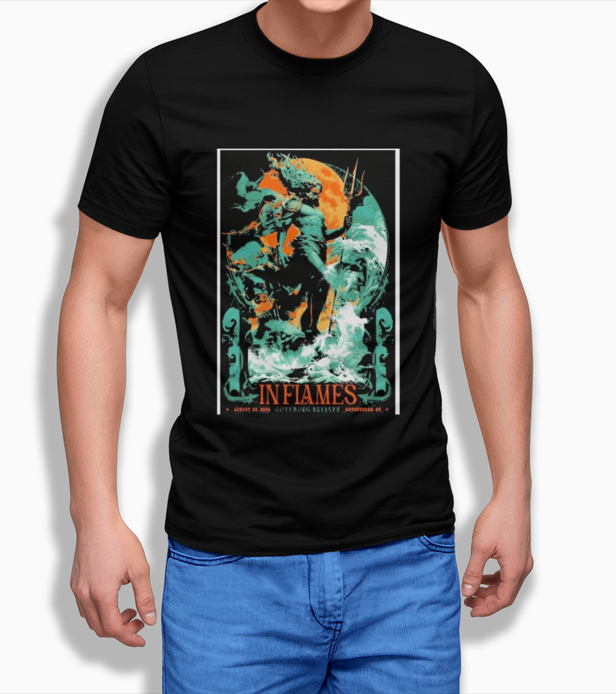 In Flames Göteborg Brinner August 22 2026 Poseidon Trident Concert Event Gothenburg SE T-Shirt