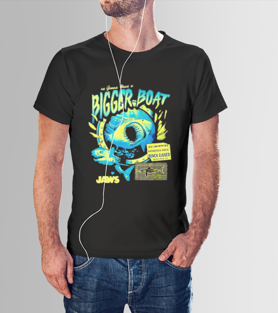 Jaws Bigger Boat No Swimming Hazardous Beach Closed T-Shirt