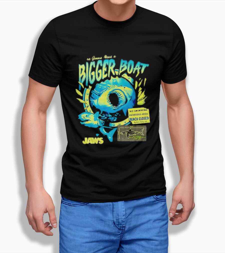 Jaws Bigger Boat No Swimming Hazardous Beach Closed T-Shirt