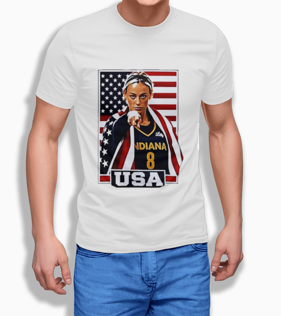 Lexie Hull Indiana Fever 8 USA WNBA Basketball Flag T-Shirt