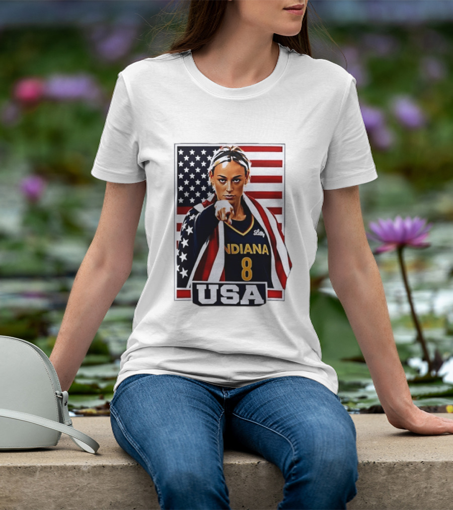Lexie Hull Indiana Fever 8 USA WNBA Basketball Flag T-Shirt