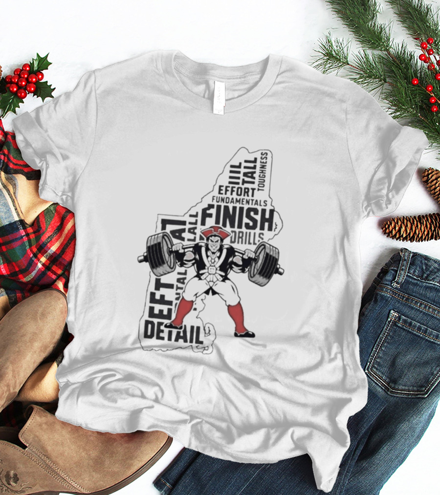 Pat Patriot Colonial Barbell Finish Drill Effort Detail T-Shirt