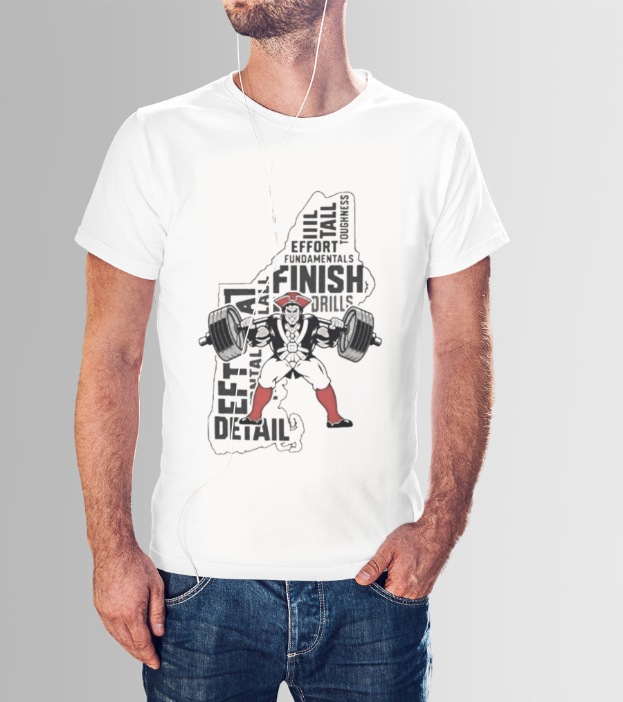 Pat Patriot Colonial Barbell Finish Drill Effort Detail T-Shirt