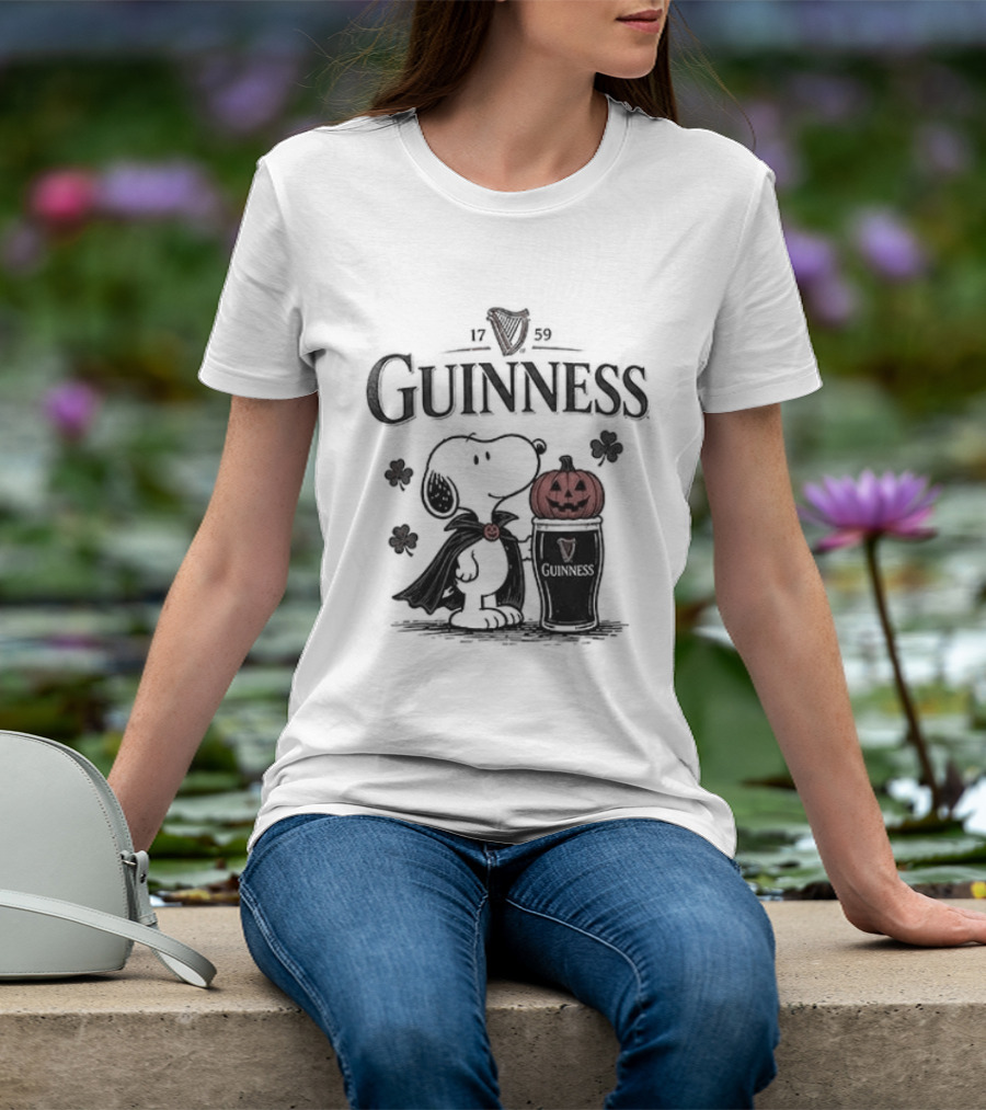 Guinness Snoopy Halloween Vampire Dark Brew Pumpkin T-Shirt