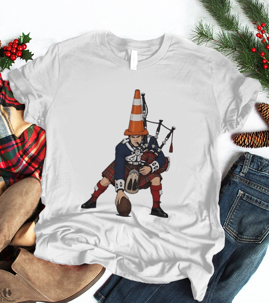 Scottish Bagpiper Traffic Cone American Football Fusion T-Shirt