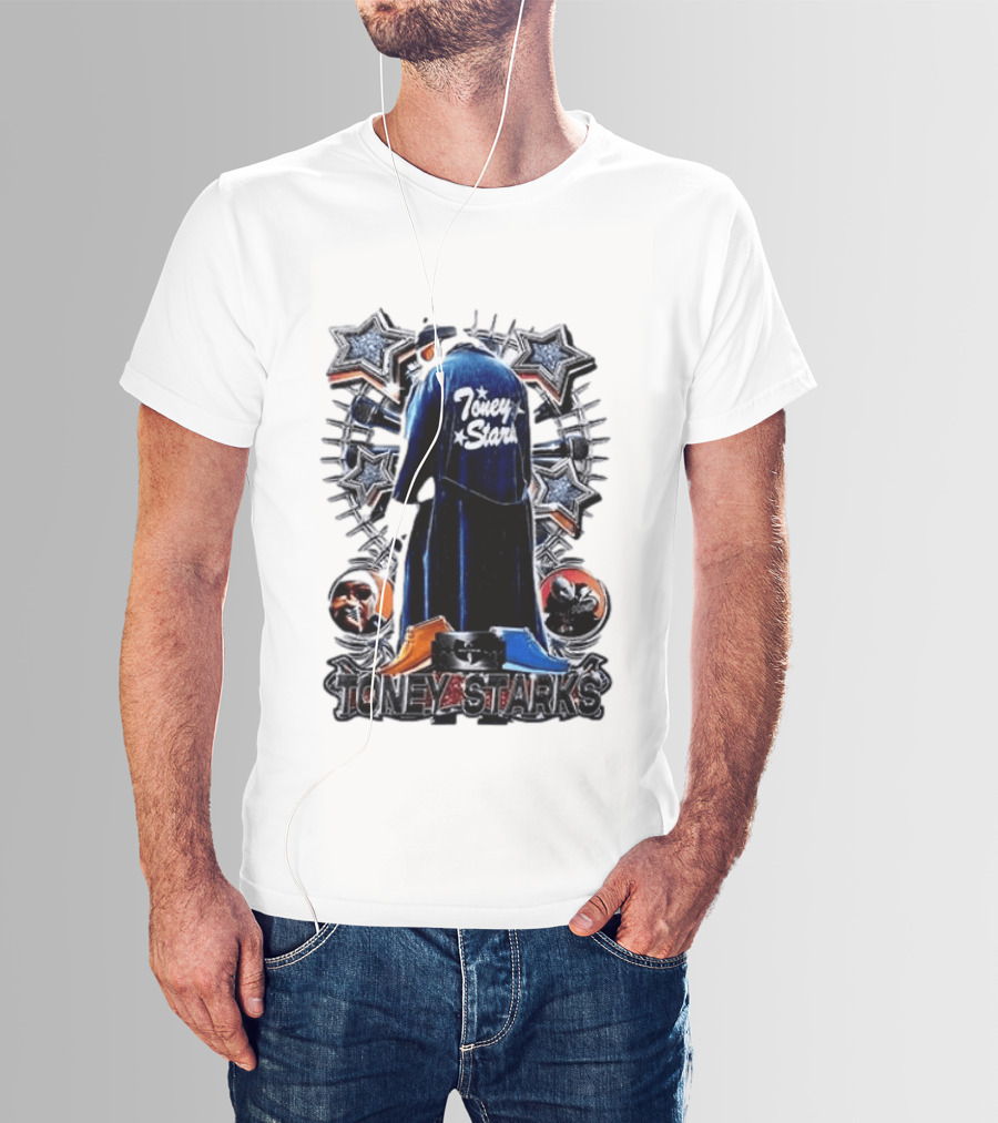Toney Starks Blue Coat Star Motif Back Cover Art With Big Pun T-Shirt