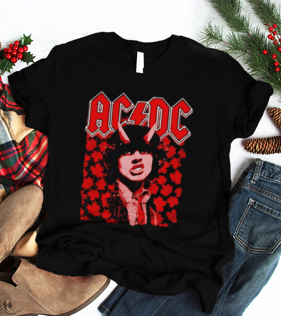 AC DC Pwr Up Canada 2026 Tour Rock Band Maple Leaf T-Shirt