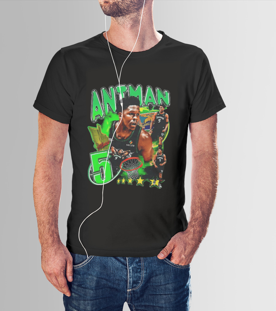 ANITMAN 5 Anthony Edwards Minnesota Timberwolves Welcome To Minnesota T-Shirt