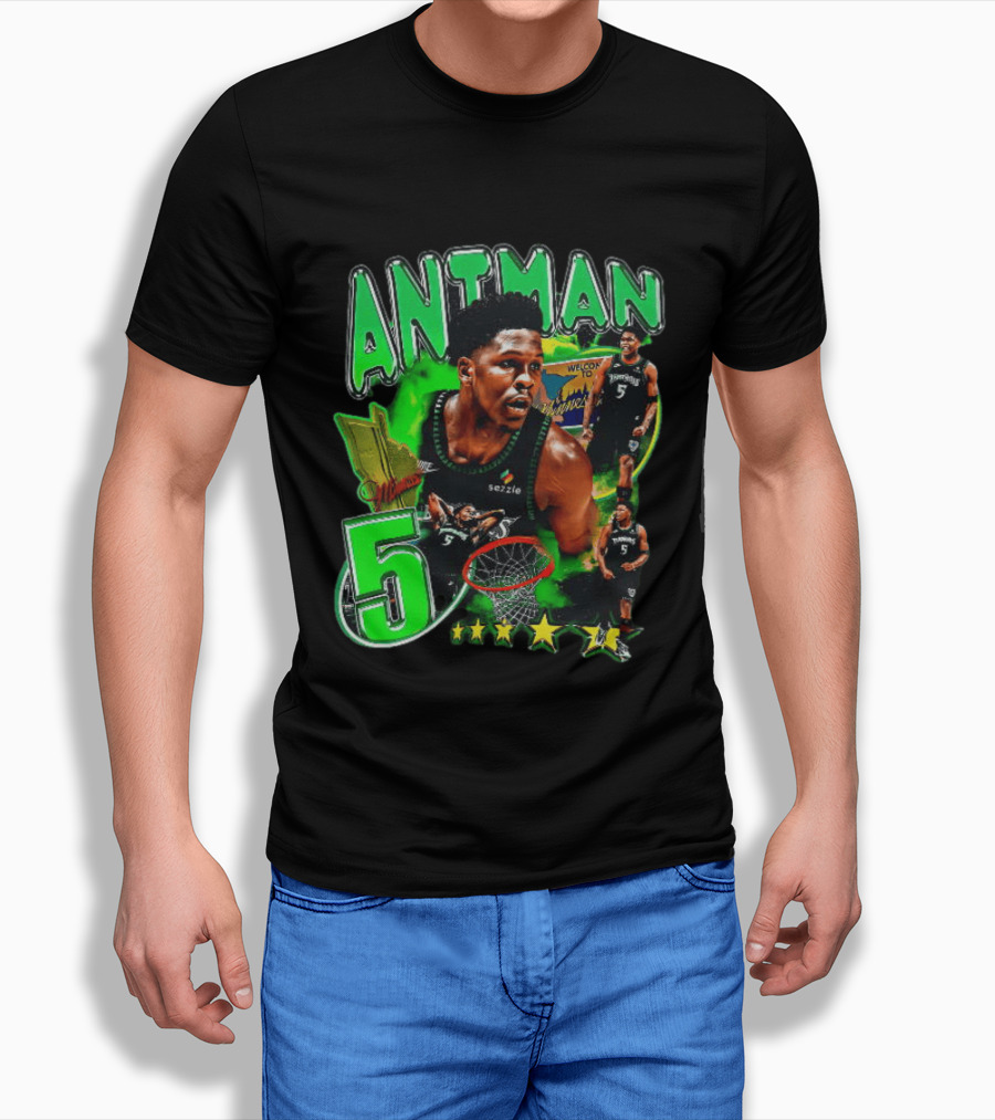 ANITMAN 5 Anthony Edwards Minnesota Timberwolves Welcome To Minnesota T-Shirt