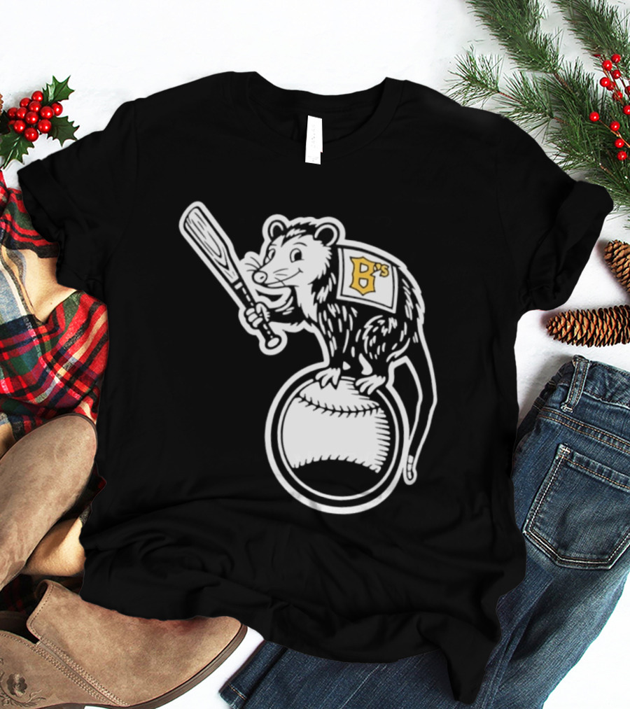 B's Baseball Opossum Batting On Ball T-Shirt