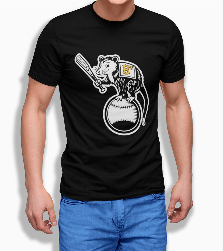 B's Baseball Opossum Batting On Ball T-Shirt