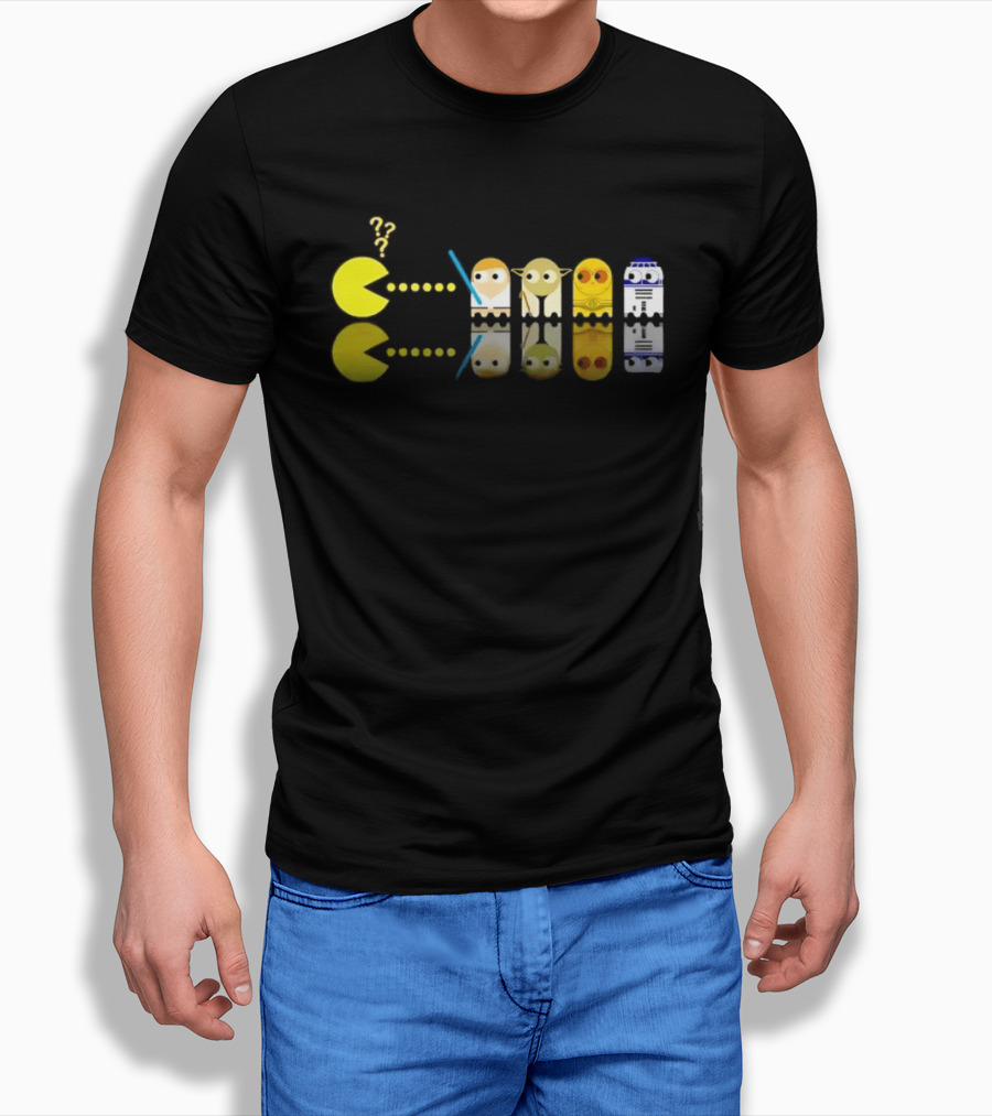 Pac Man Star Wars Crossover Luke Skywalker Yoda R2D2 T-Shirt