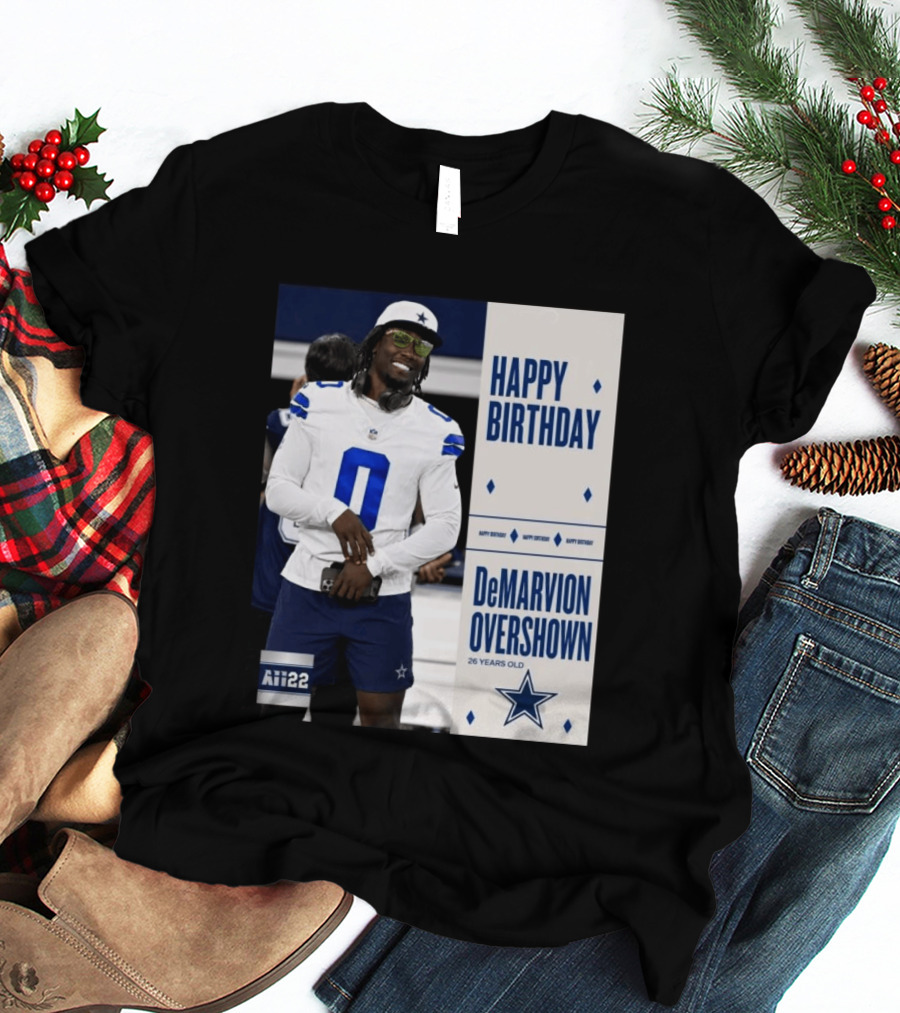 Happy Birthday DeMarvion Overshown 26 Years Old Dallas Cowboys Linebacker Celebration T-Shirt