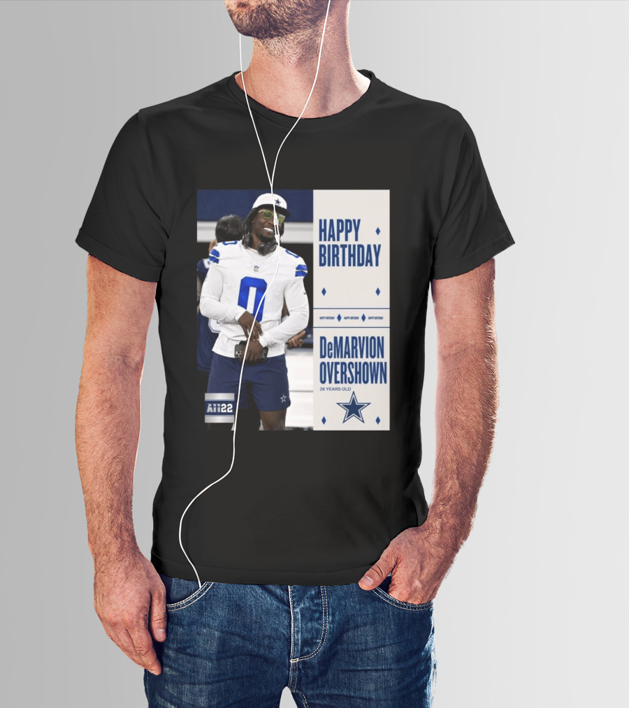 Happy Birthday DeMarvion Overshown 26 Years Old Dallas Cowboys Linebacker Celebration T-Shirt