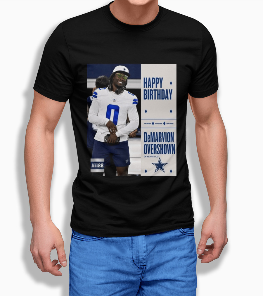Happy Birthday DeMarvion Overshown 26 Years Old Dallas Cowboys Linebacker Celebration T-Shirt
